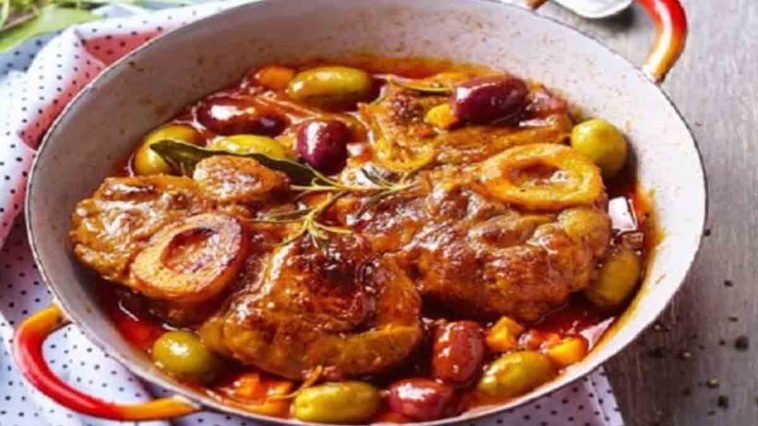 Osso bucco à la sauce tomate et aux olives riche en goût