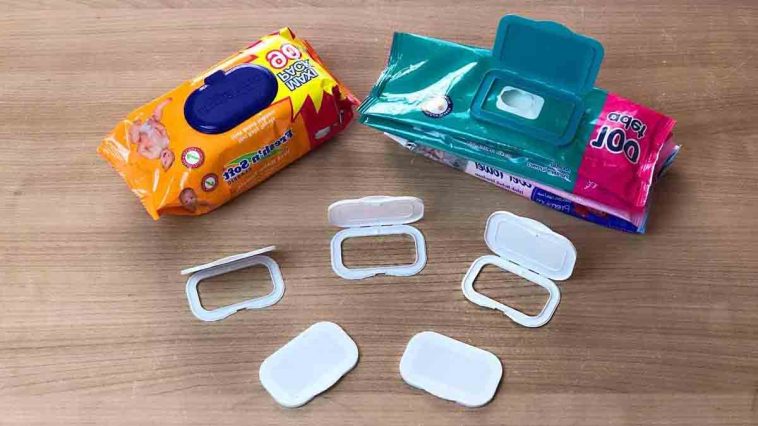 Lot De 4 Sacs à Lingettes Humides - Portables, Réutilisables, étanches | Pour Bébé, Voyage, Poussette, Sac à Langer