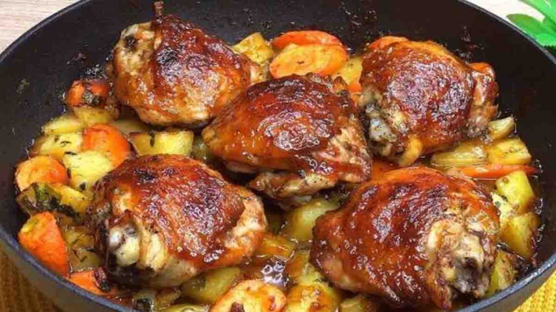 Cuisses de poulet aux légumes et à la sauce au miel: succulentes et ...