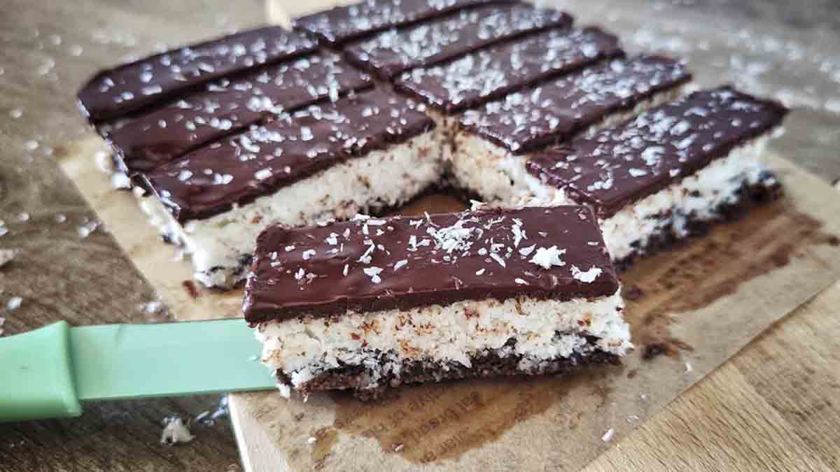 barres de chocolat fourrées à la noix de coco