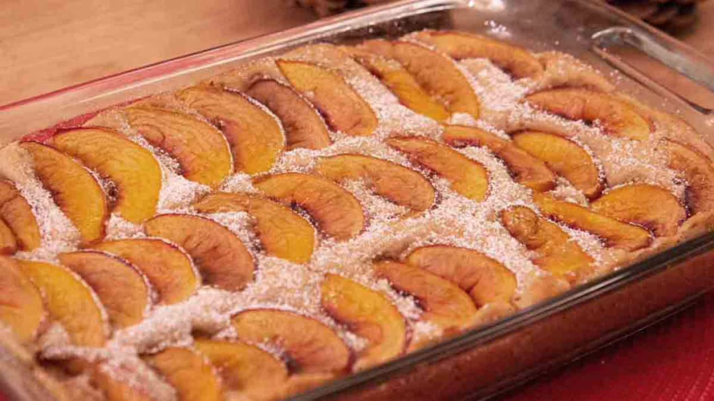 gâteau à la ricotta et aux pêches