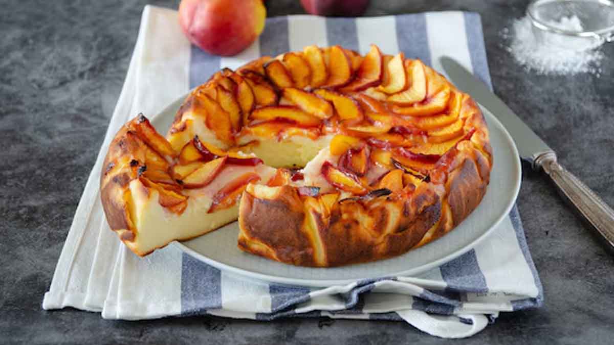 gâteau sans farine aux pêches et à la ricotta