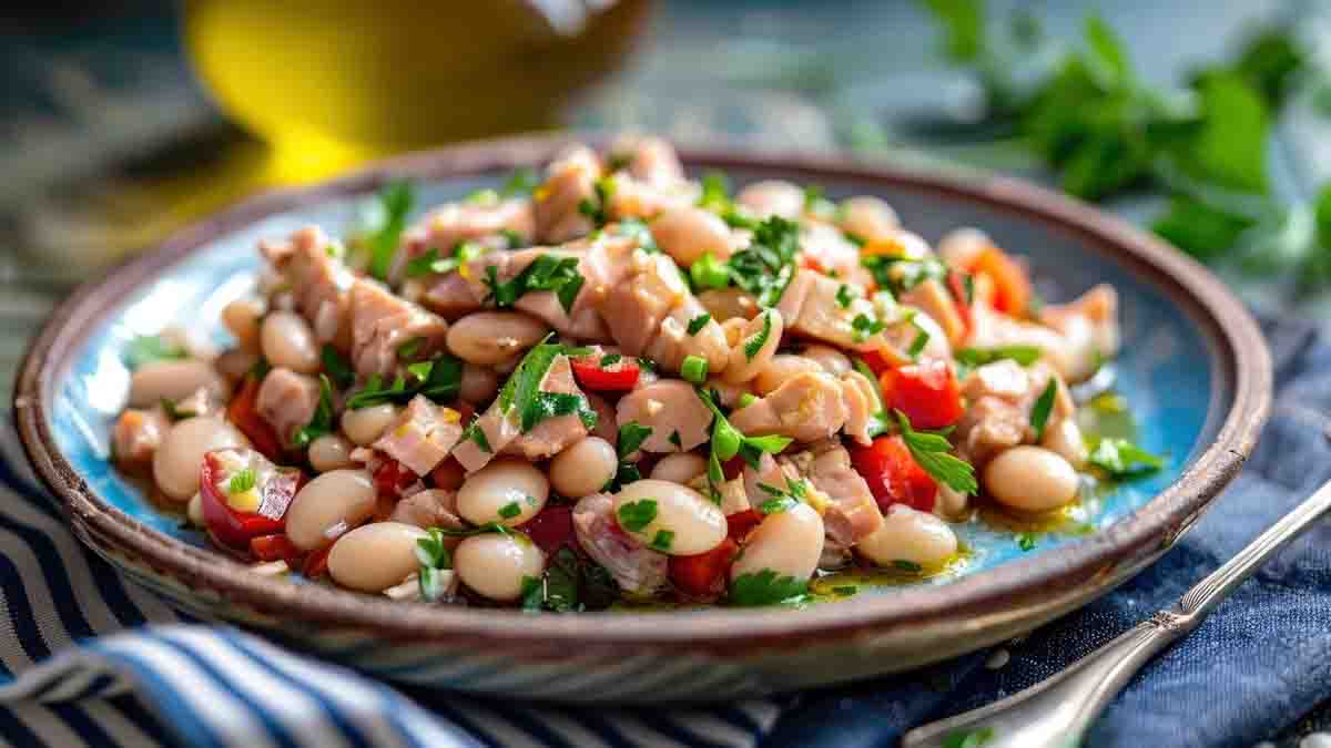 salade de haricots au thon et à l'oignon