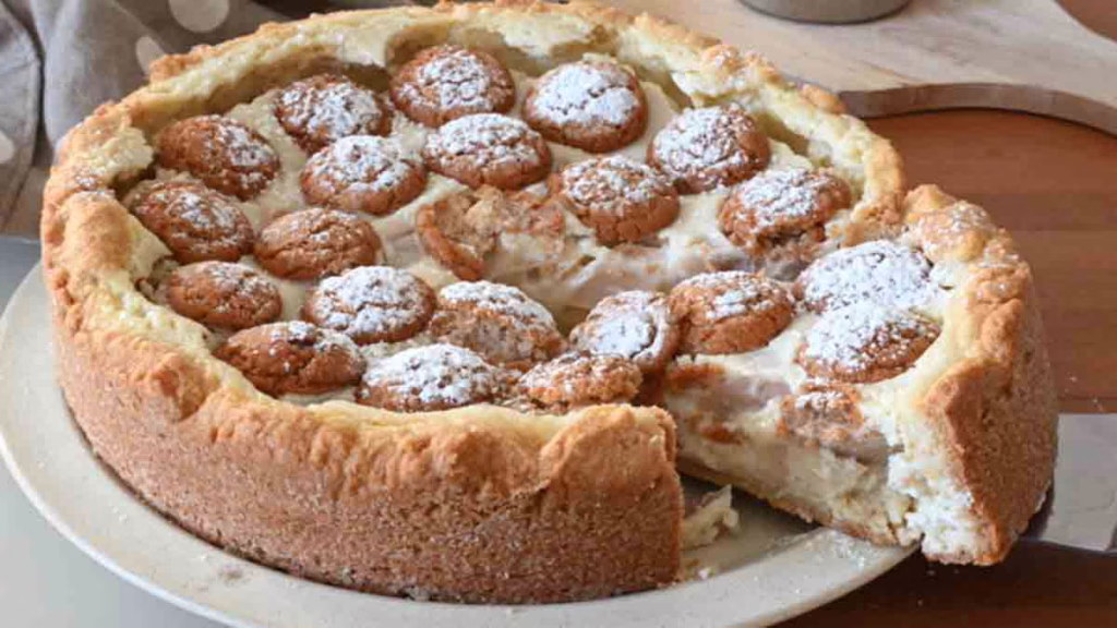 tarte croquante aux amaretti et aux poires