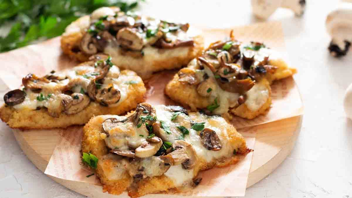 escalopes de poulet aux champignons et mozzarella