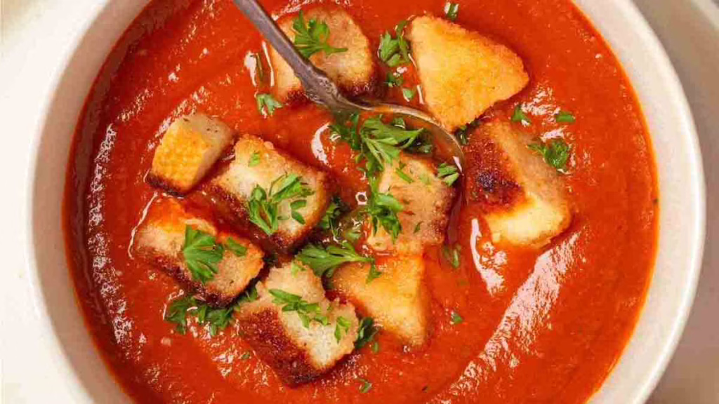 soupe de tomates aux croutons
