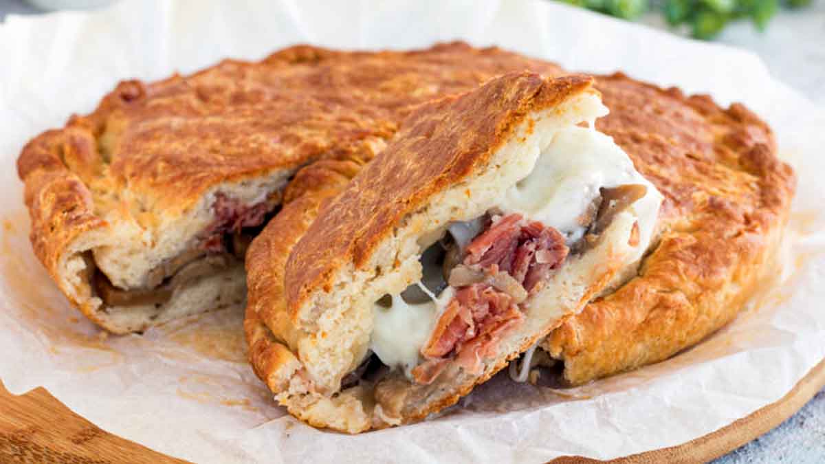focaccia au jambon et aux champignons