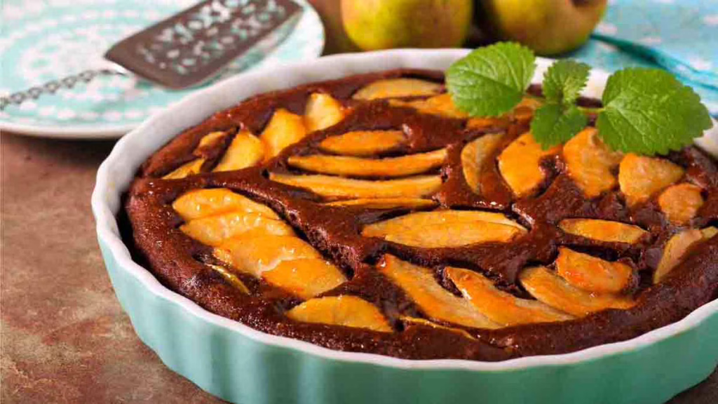 gâteau moelleux choco-poires aux amandes
