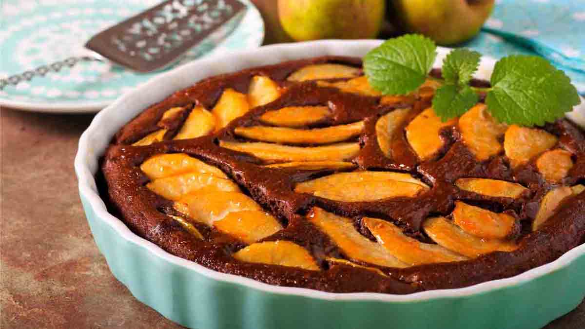 gâteau moelleux choco-poires aux amandes