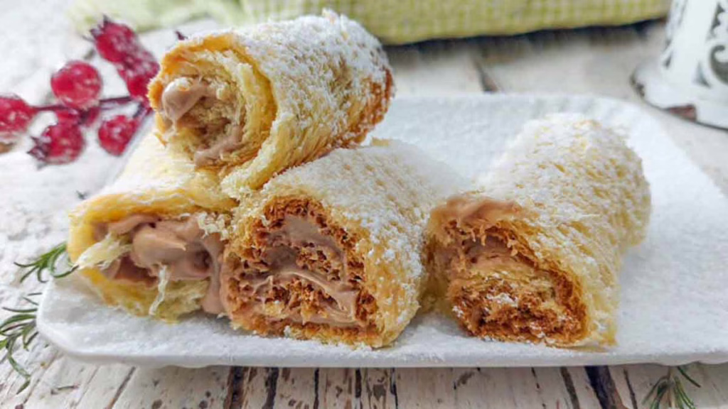 rouleaux au pain d'or à la ricotta et au Nutella