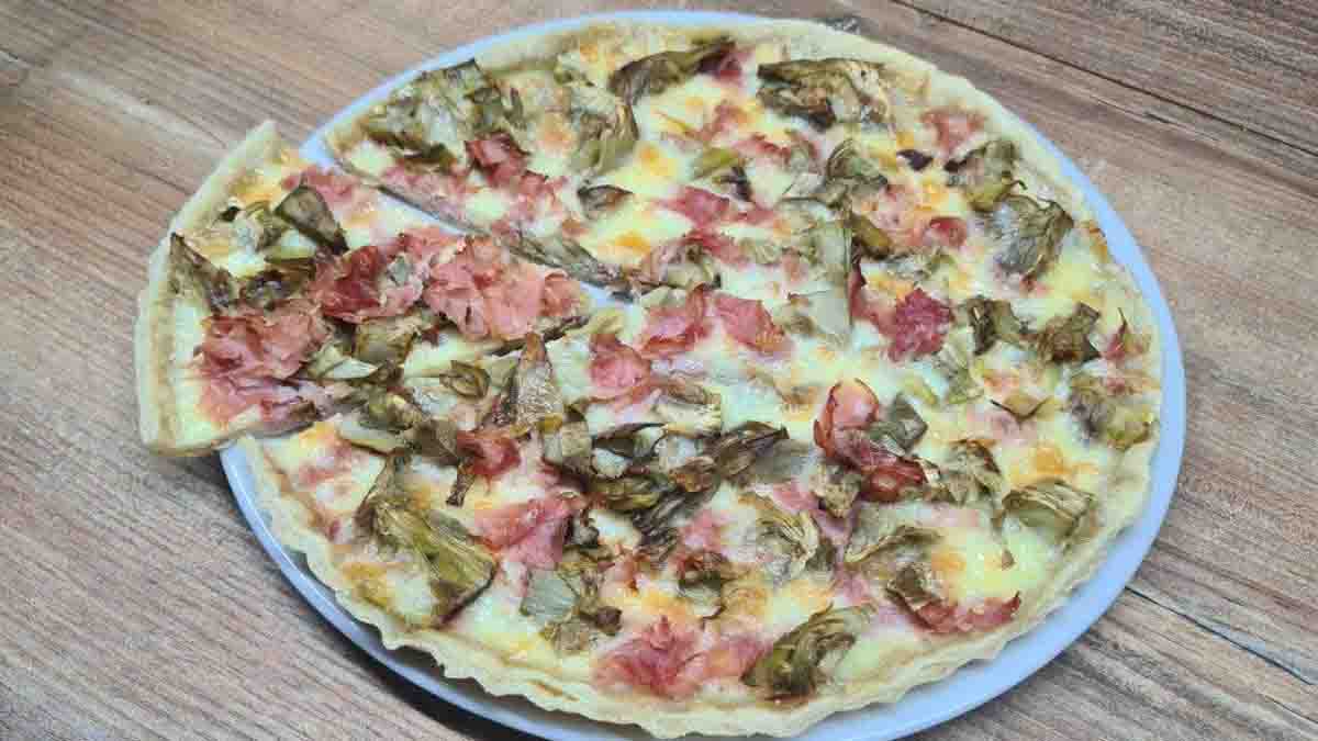 tarte salée aux artichauts et mozzarella jambon