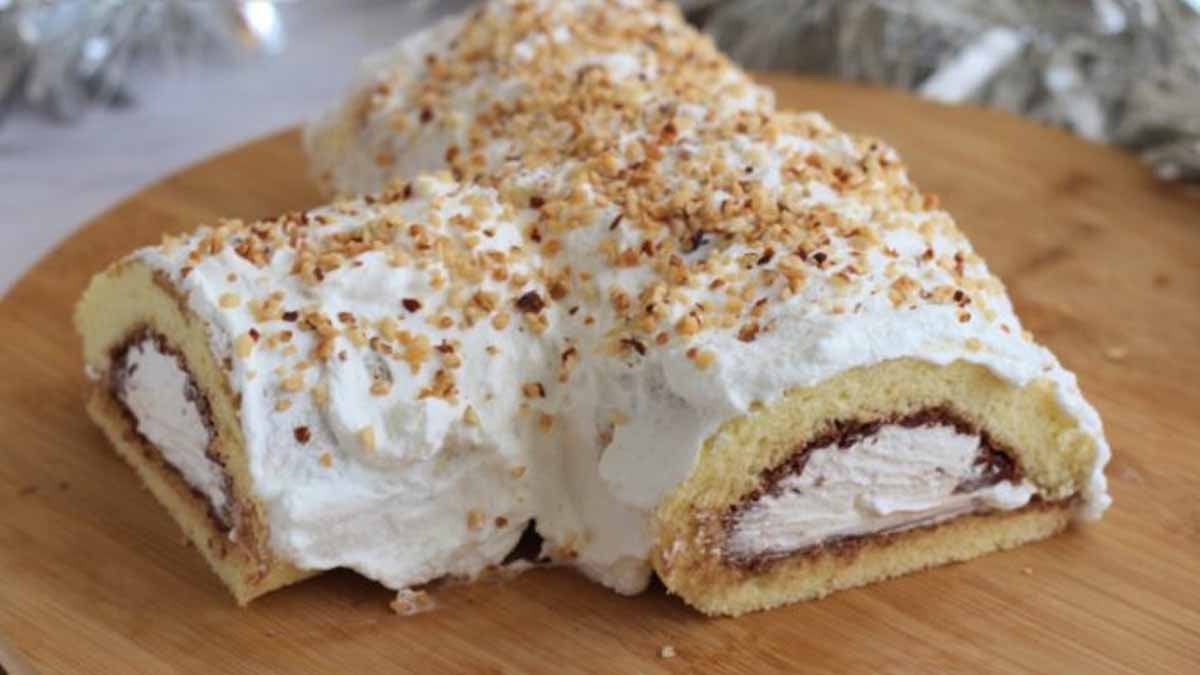 bûche fourrée au Nutella et à la crème