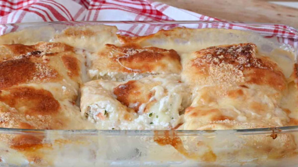 crêpes au saumon et à la sauce béchamel