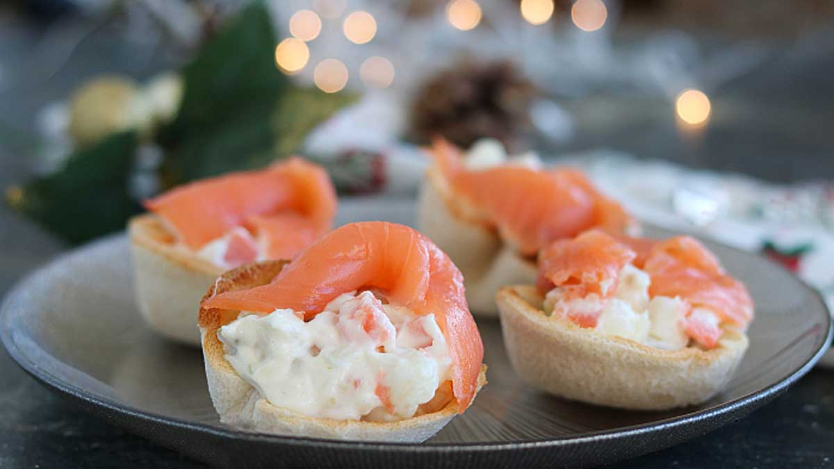 paniers au saumon et à la salade russe