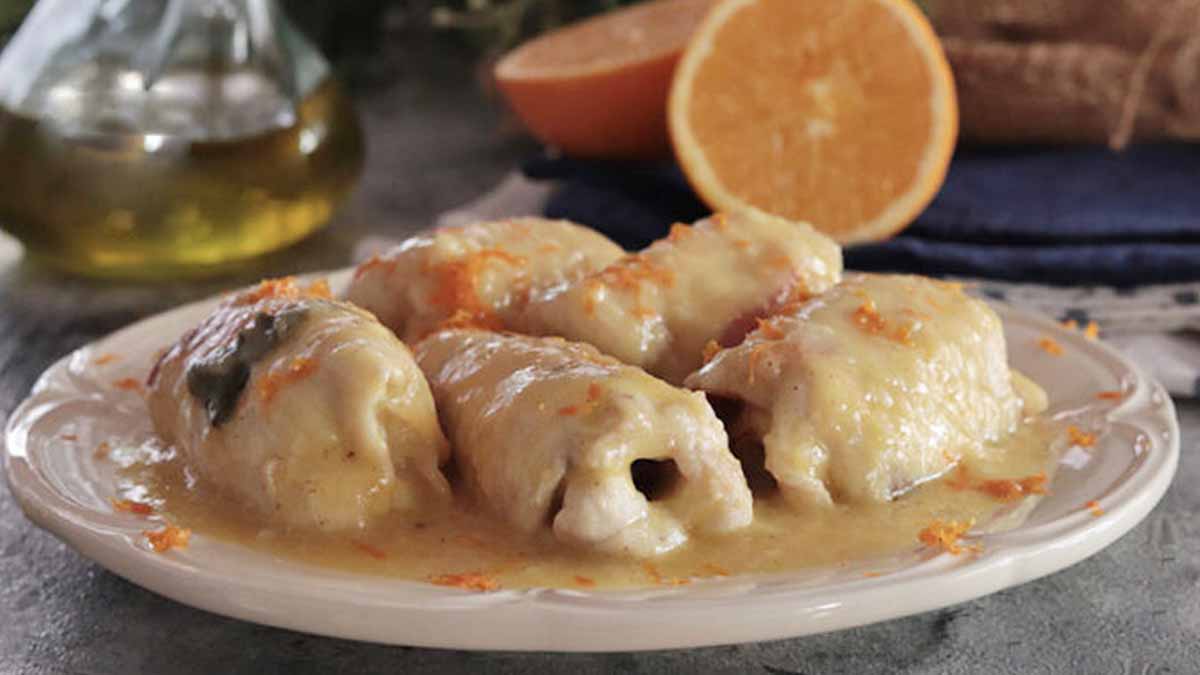 rouleaux de blanc de poulet à l'orange