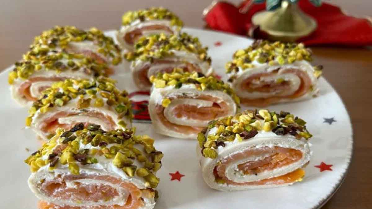 roulés de wraps au saumon et au fromage