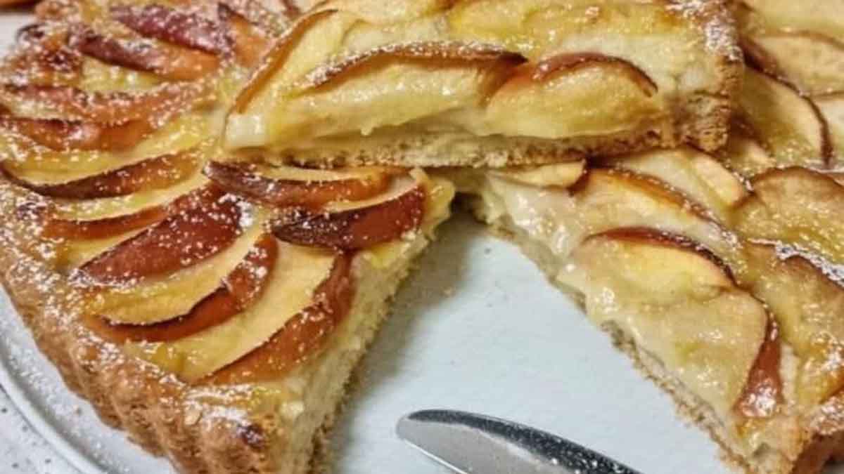 tarte sablée à la crème pâtissière et aux pommes de grand-mère