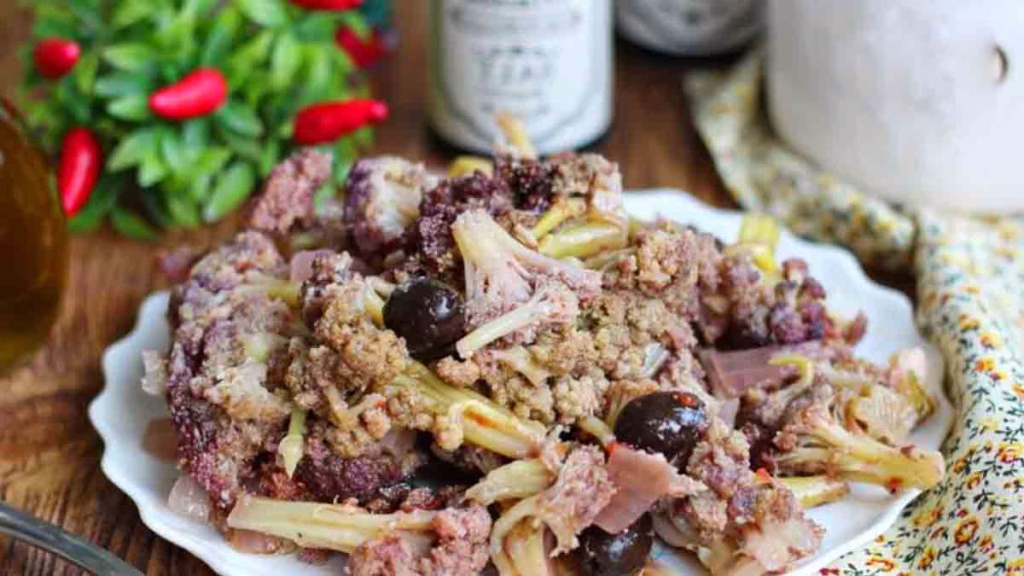 chou-fleur poché au vin