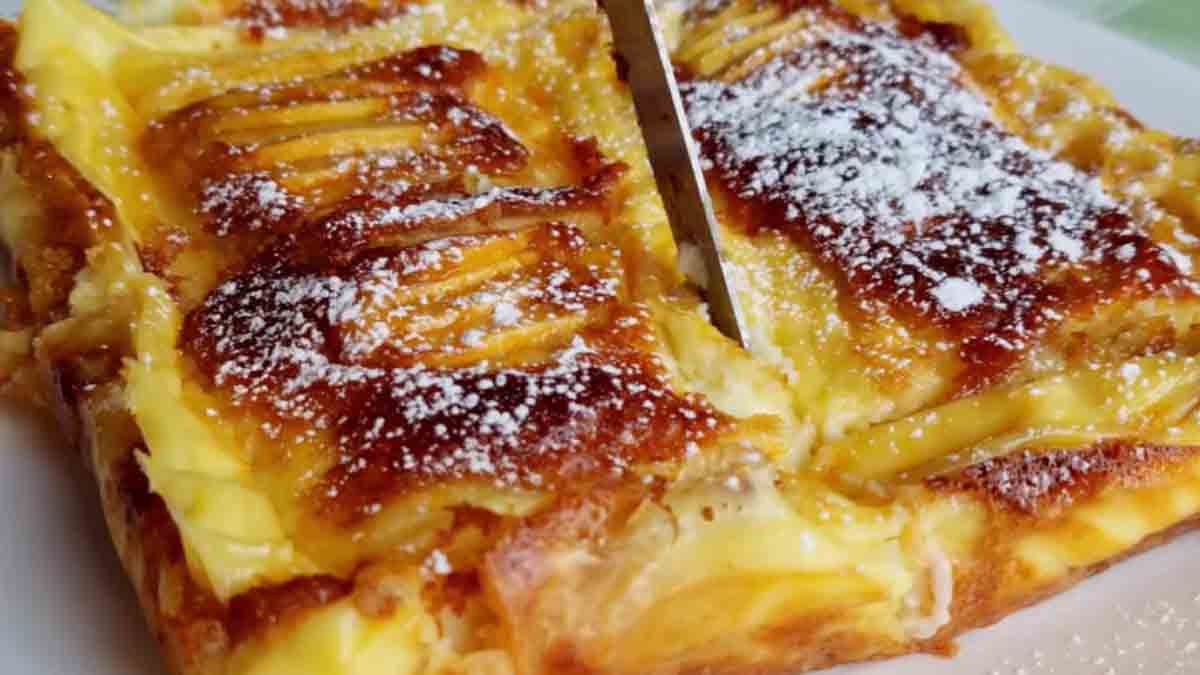 gâteau à la crème aux pommes et au lait