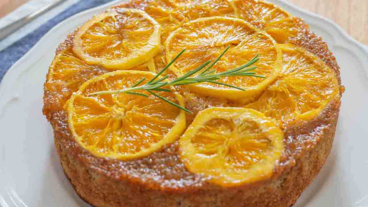 gâteau renversé à l’orange sans gluten et sans lactose