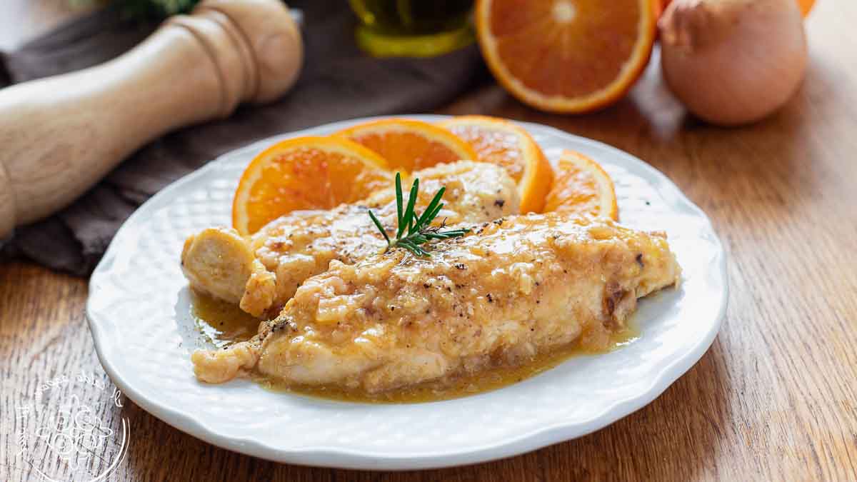 poulet à l’orange et aux oignons