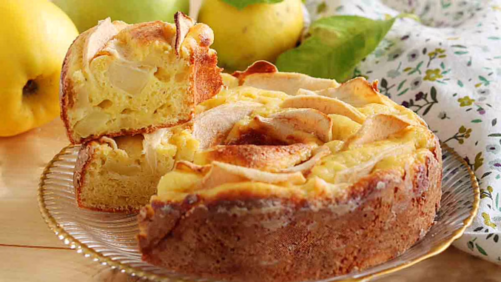 gâteau aux morceaux de pommes et à la ricotta