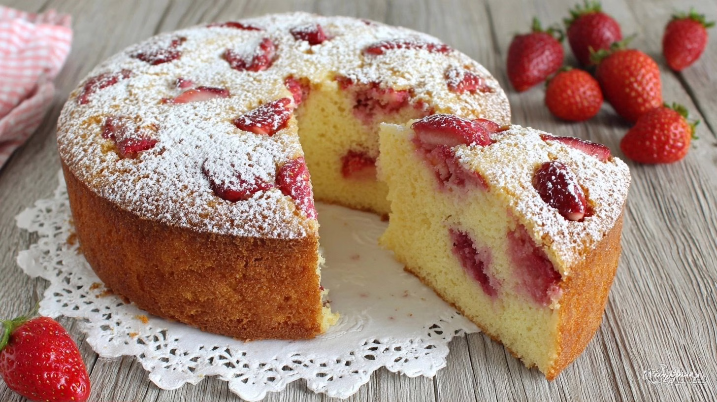 Avec un yaourt et des fraises, ce gâteau moelleux est prêt en 30 minutes