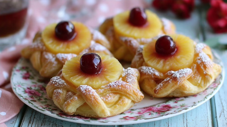 Feuilletés à l'ananas et aux griottes le dessert express qui cartonne en toutes saisons