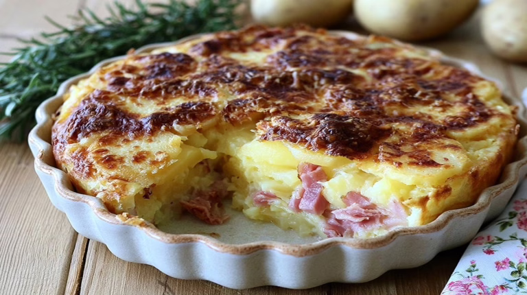 Gratin de pommes de terre au jambon et à la provola le plat unique qui régale toute la famille