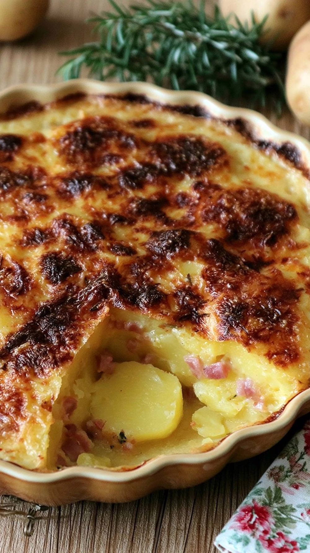 Gratin de pommes de terre au jambon et à la provola le plat unique qui régale toute la famille