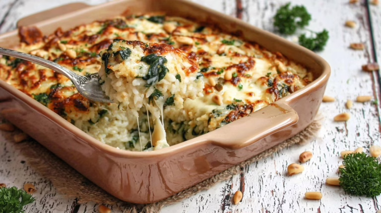 Gratin de riz aux épinards fondant et réconfortant le plat unique parfait du dimanche