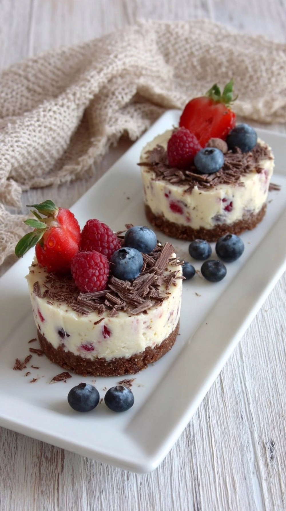 Mini cheesecakes aux fraises et fruits rouges au chocolat le dessert parfait du dimanche qui fait sensation