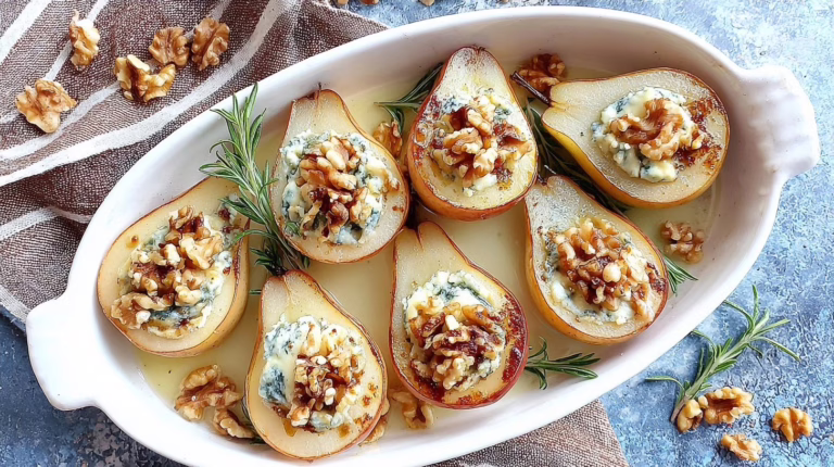 Poires au four au gorgonzola et noix fondantes l'entrée raffinée qui rivalise avec les classiques de brasserie