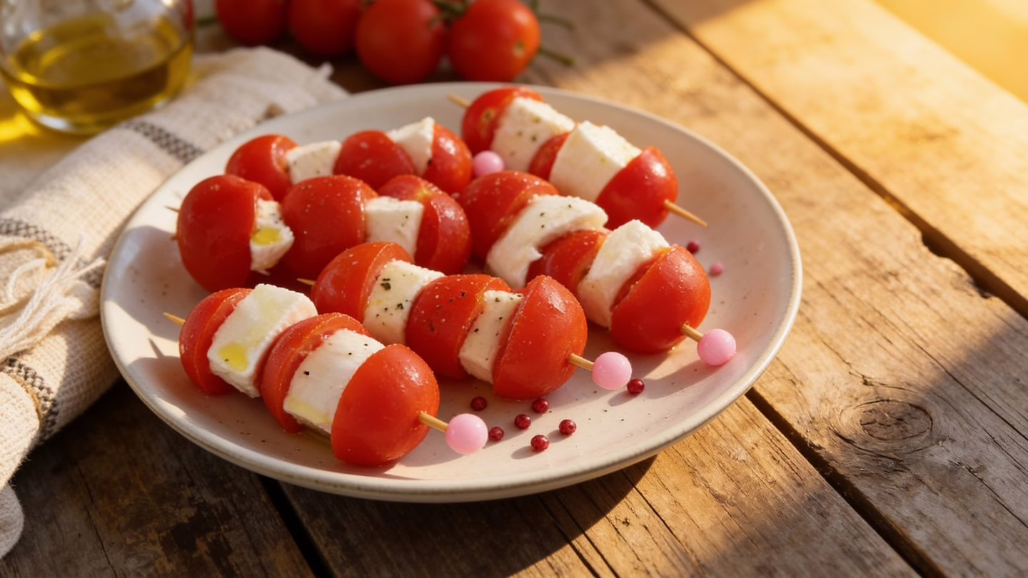 Brochettes caprese l'apéritif finger food parfait en 5 minutes