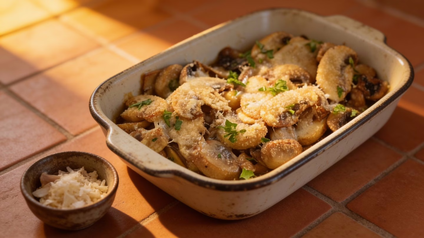 Champignons gratinés au parmesan la crosticina croustillante qui régale tout le monde