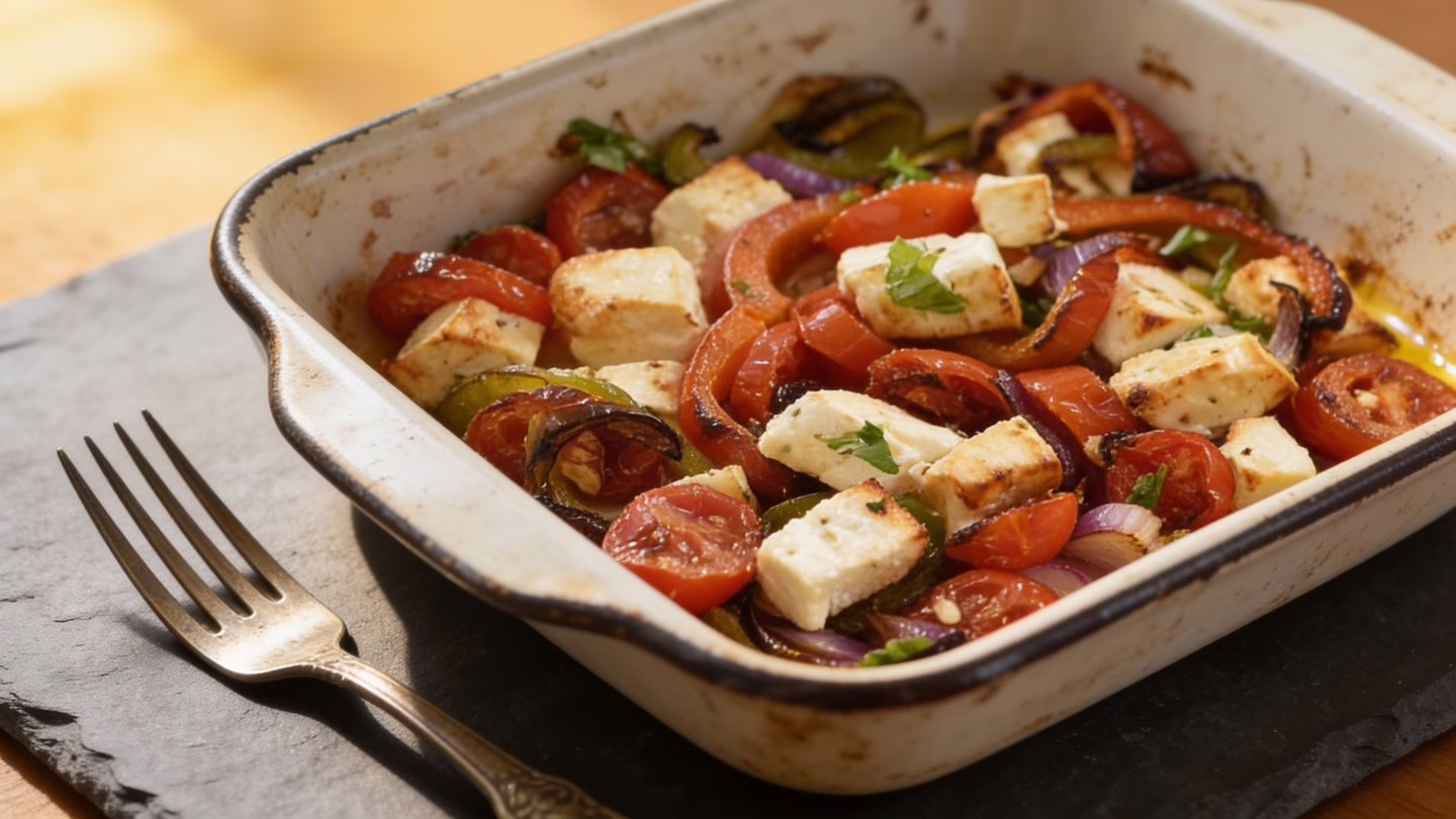 Feta rôtie aux légumes le plat méditerranéen express qui régale tout le monde