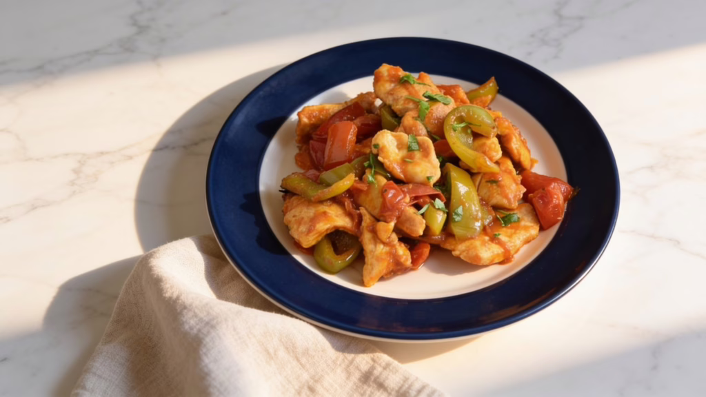 Émincé de poulet aux poivrons aigre-doux le plat d'été sans four qui cartonne