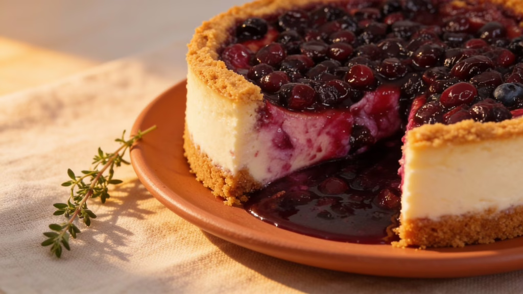 New York cheesecake aux myrtilles la plus crémeuse et la meilleure de toutes