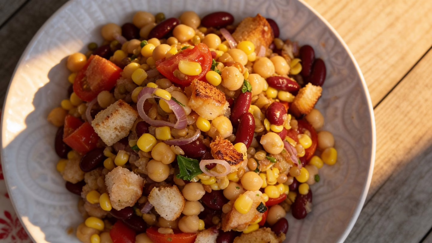 Salade de légumineuses fraîche et colorée le plat estival qui cartonne