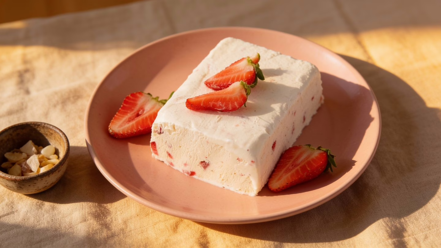 Semifreddo aux fraises le dessert glacé parfait pour l'été sans cuisson