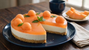 Gâteau froid au melon et yaourt grec plus léger qu'un cheesecake